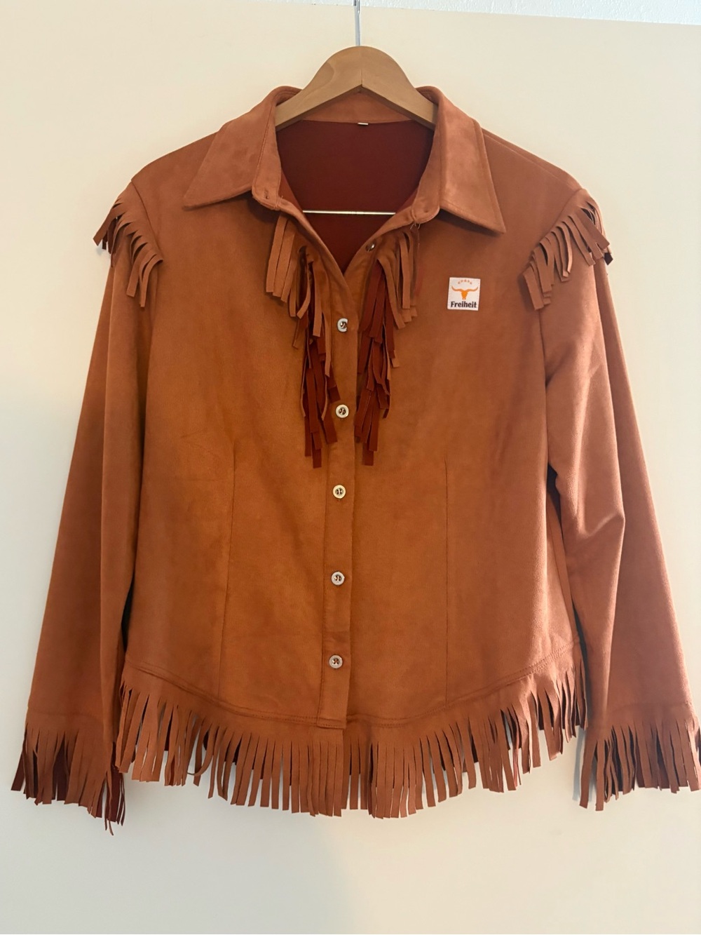 Women'S Vintage Minimalist Fringed Design Turn- Collar Buttoned Long-Sleeve Top